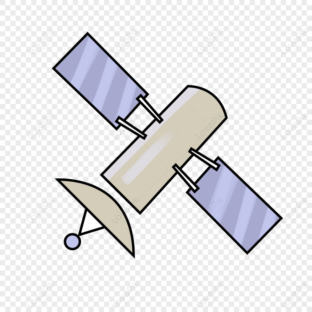 Two-color Cartoon Satellite Clipart,technology,space,spaceship PNG ...