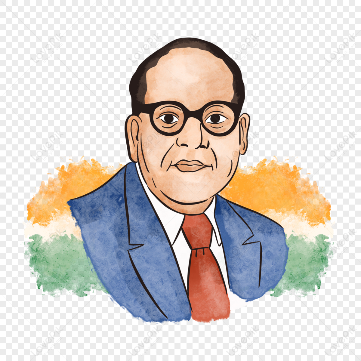 Watercolor Style Ambedkar,nationality,india,great Man PNG Transparent ...