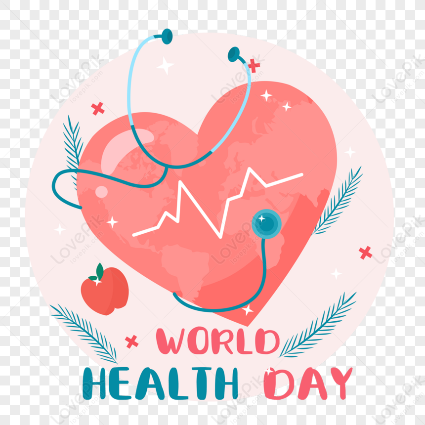 World Health Day Apple Cute Leaf Stethoscope,earth,medical Box PNG Free ...