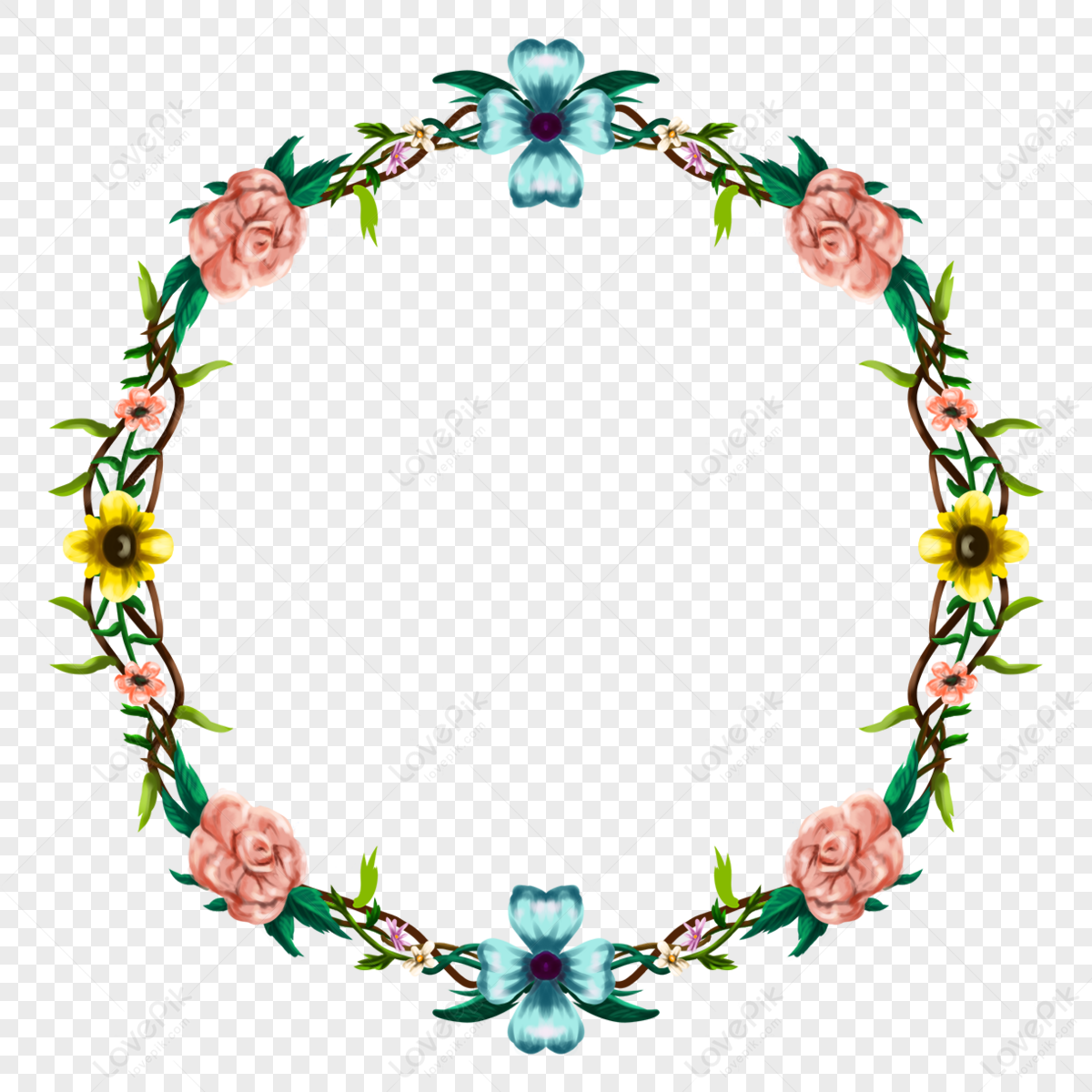 Small Fresh Flowers Circle,border,round,border Material Png Hd 