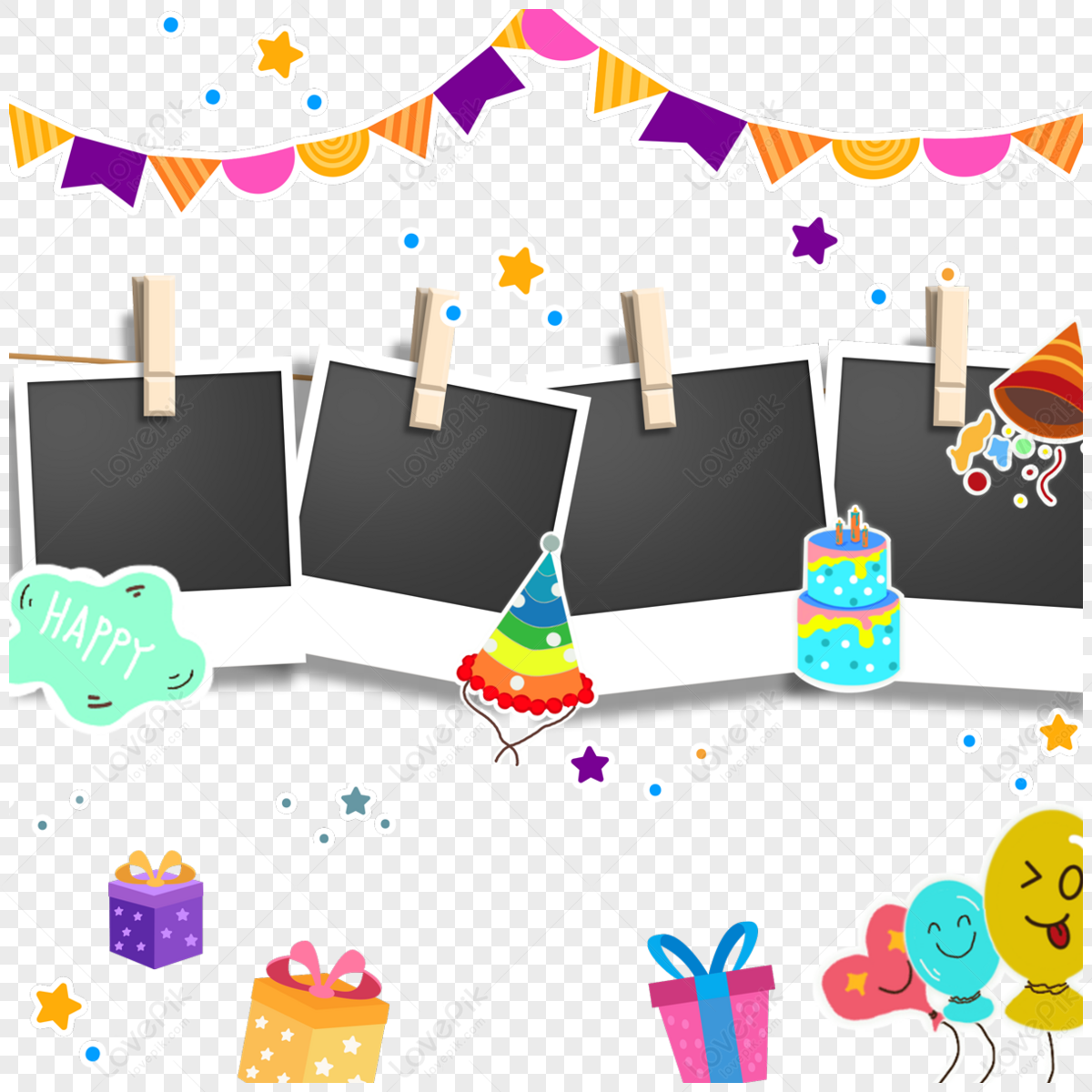 Banderines Festivos De Cumpleaños PNG ,dibujos Banderín, Cumpleaños De  Vacaciones, Feliz Cumpleaños PNG y PSD para Descargar Gratis