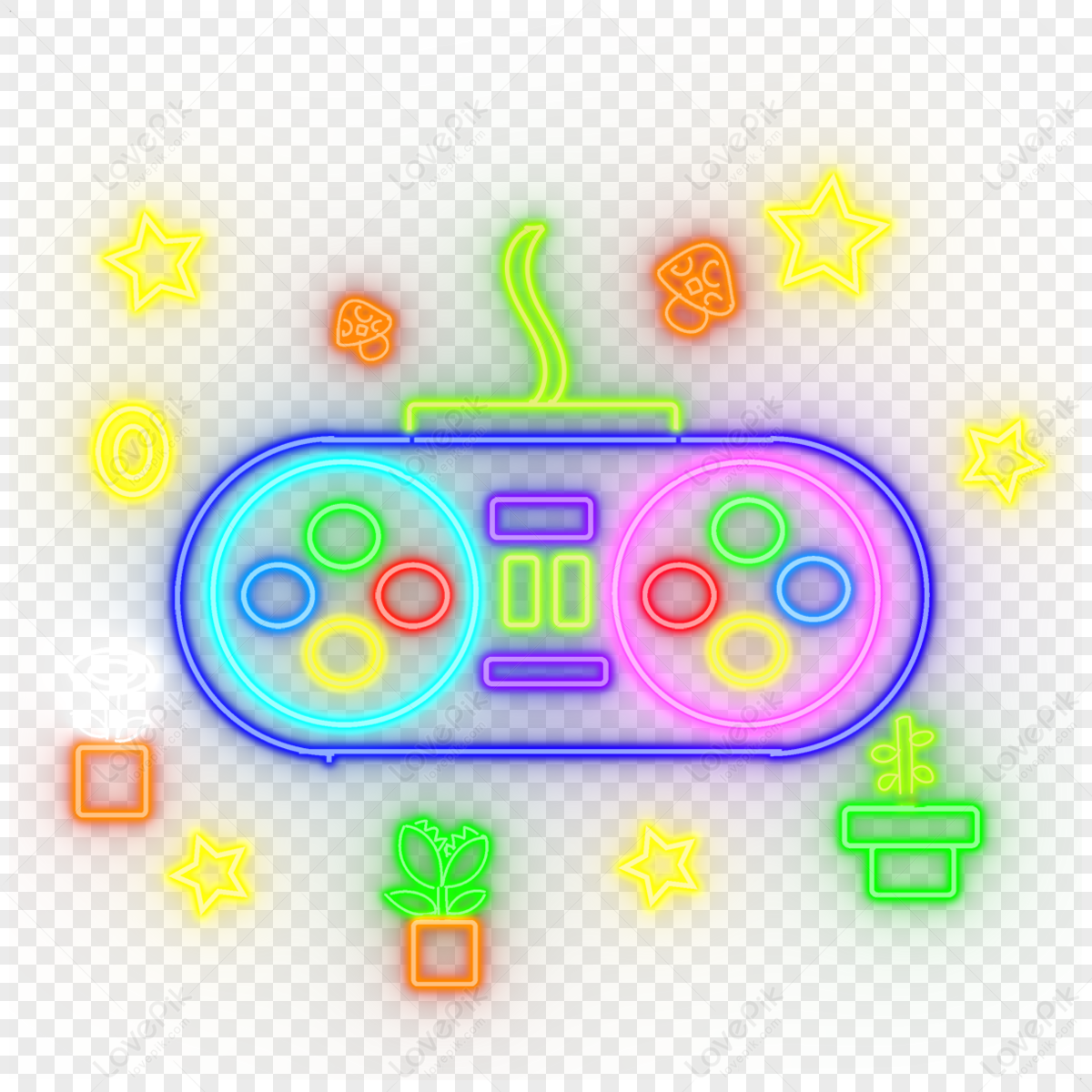 Dark Blue Neon Optical Effect Game Handle,gamepad,blue Effects PNG ...