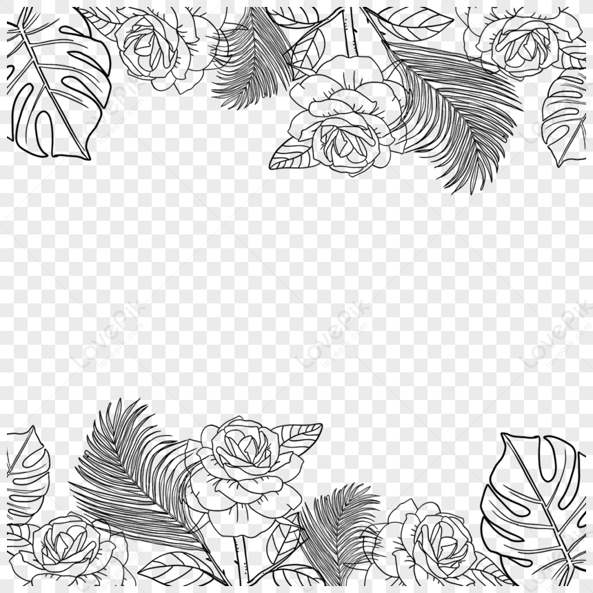 Floral Tropical Plant Line Manuscript,hand Draw,floral Plants,plant ...