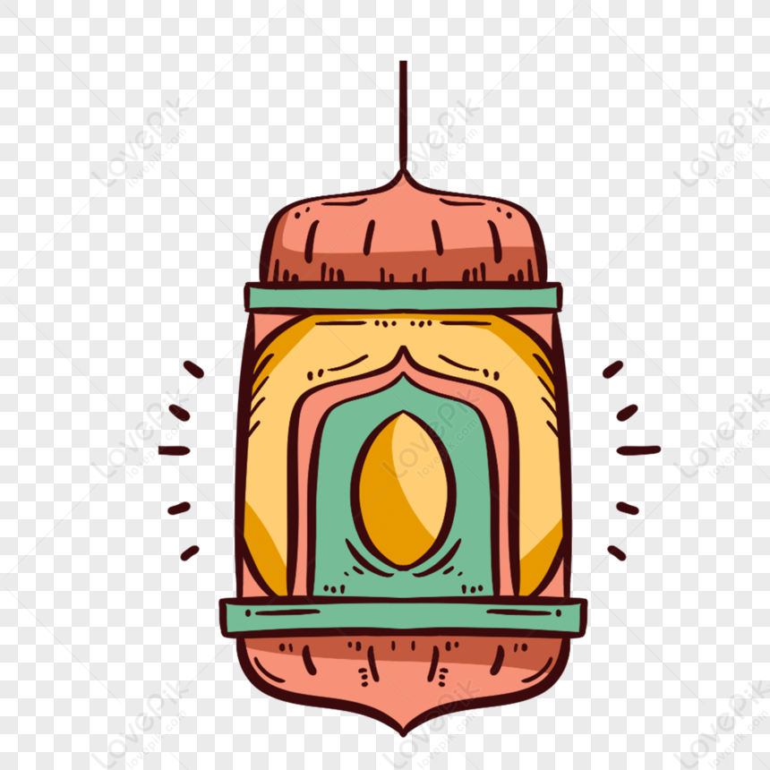 Glow Color Lantern Cartoon Watercolor Muslim Ramadan,stars,moon Png 