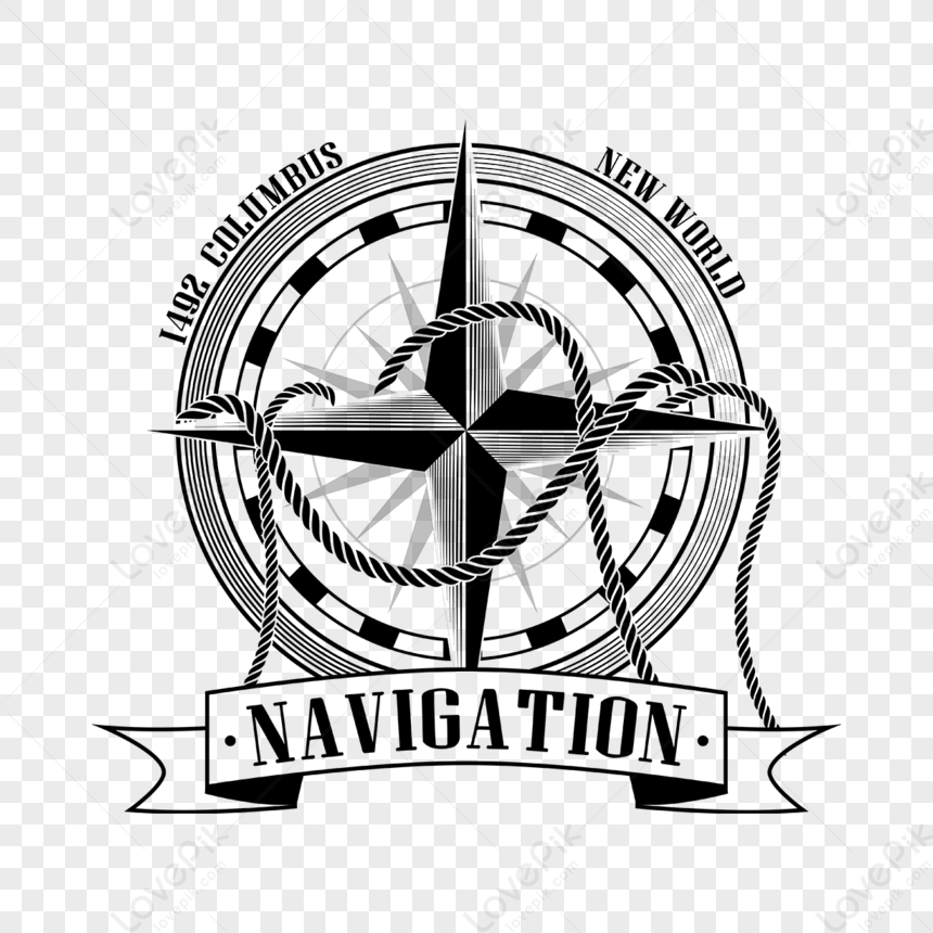 Hemp Rope Compass Retro Navigation Label,equipment,sailboat PNG ...