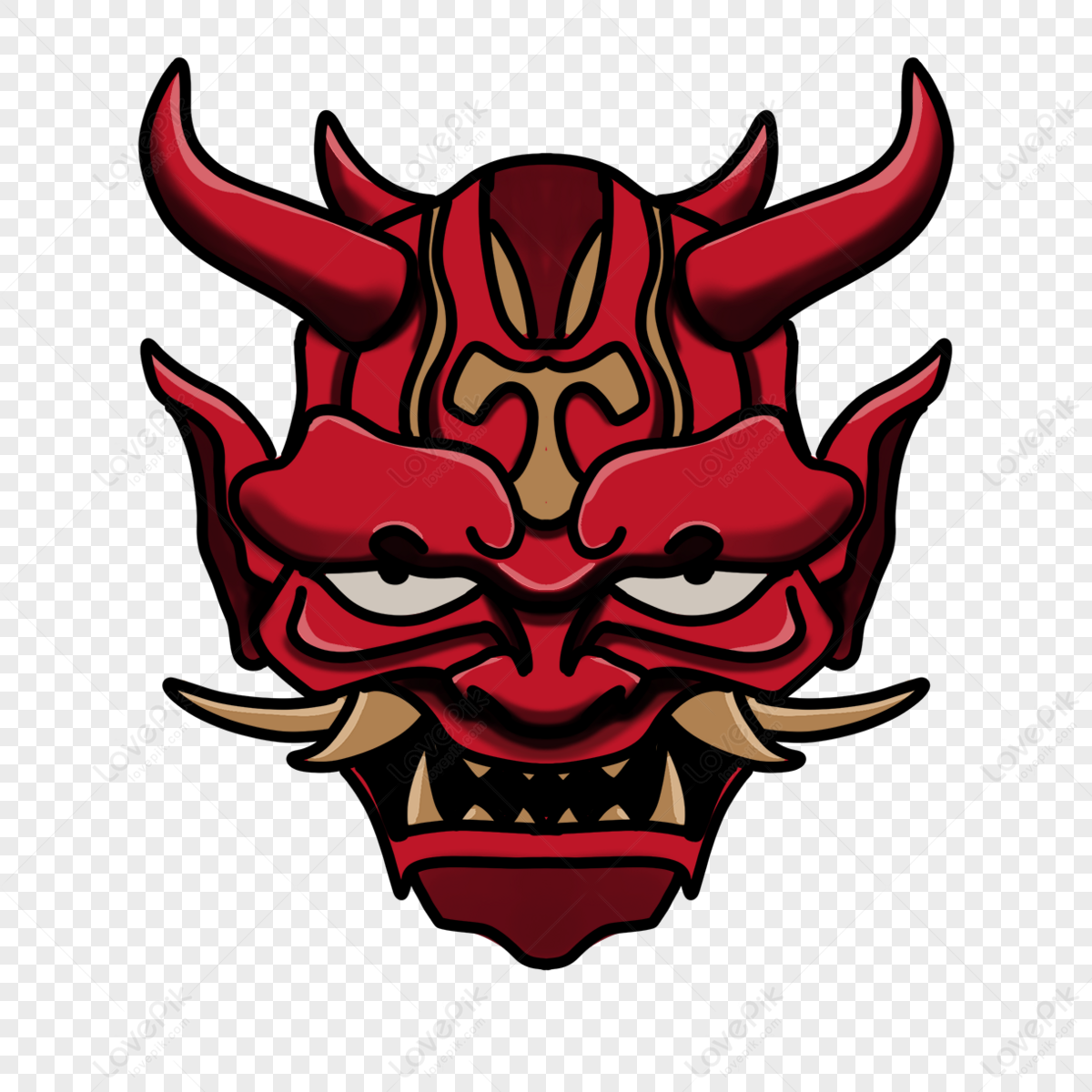 Red Angle Golden Tooth Hania Mask,terror,evil PNG Picture And Clipart ...