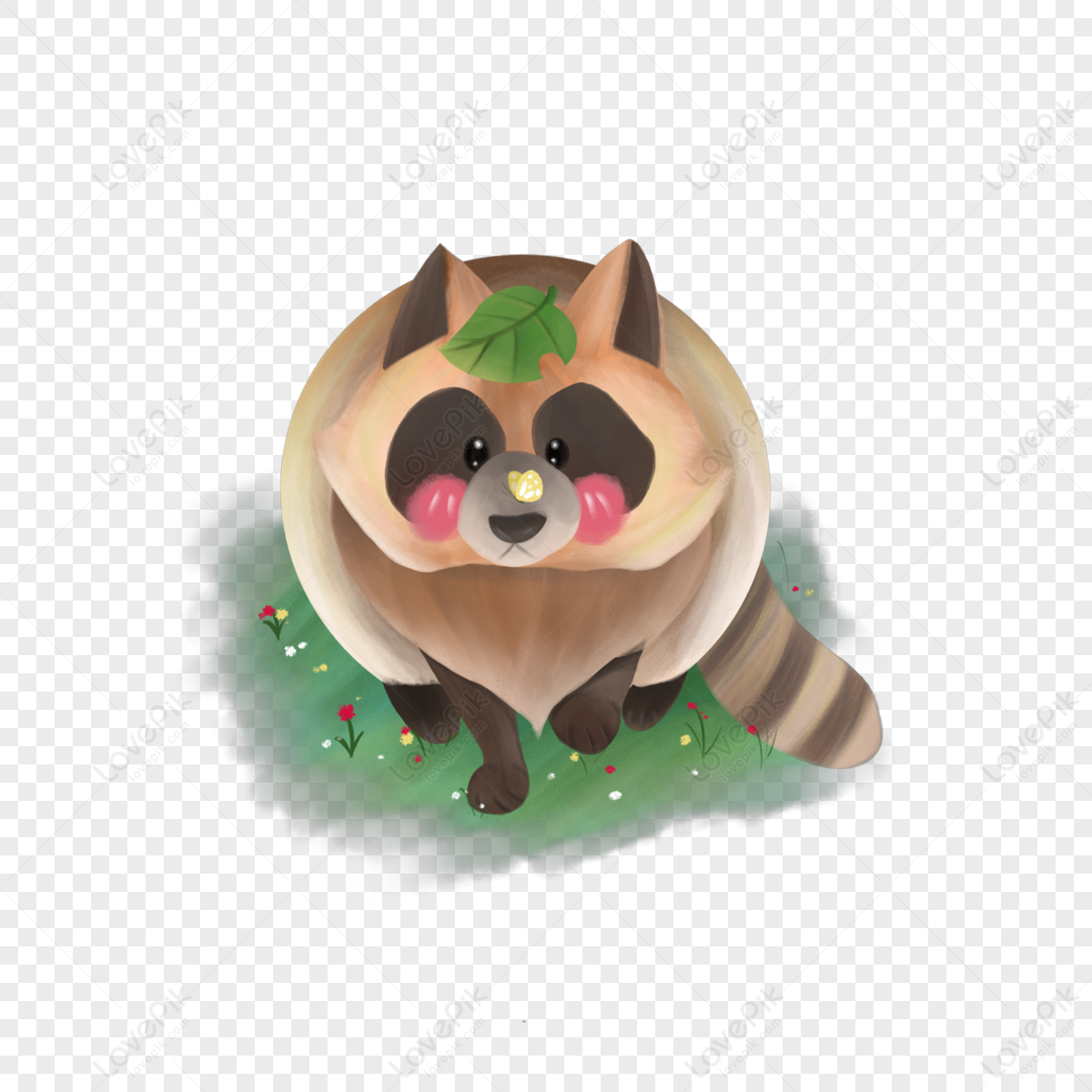 Small cat watercolor halo animal,label,nature,raccoon cat png transparent background