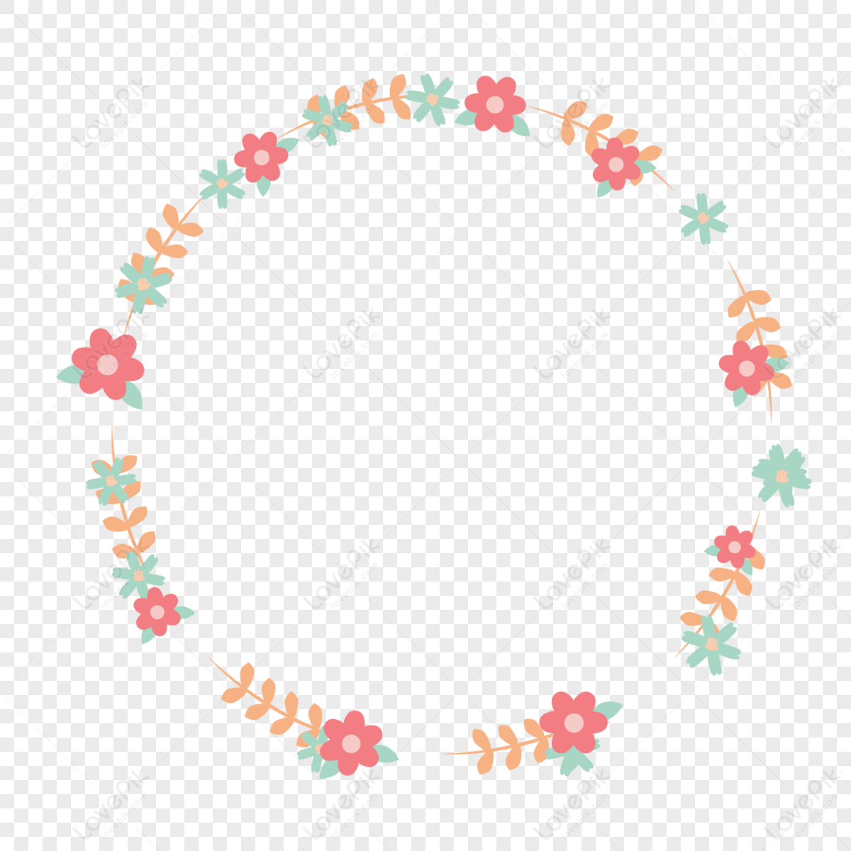 Spring Colored Garland Plant Border,frame,greetings,bride Png Image And 