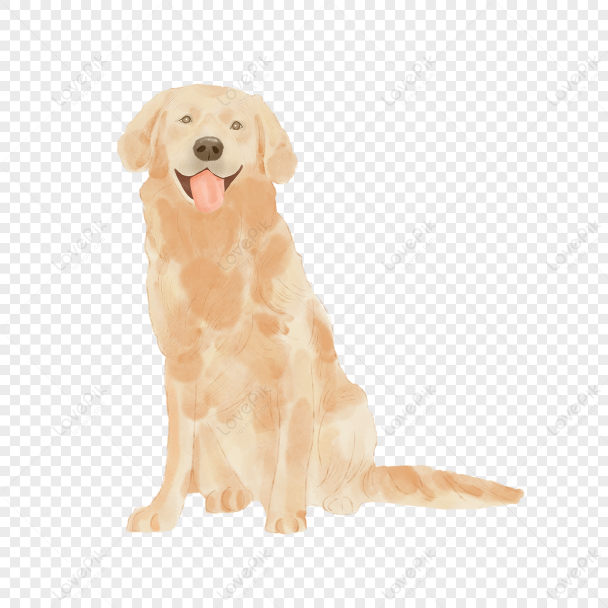 Watercolor vacuum animal yellow hair collie dog,cute,anime png free download