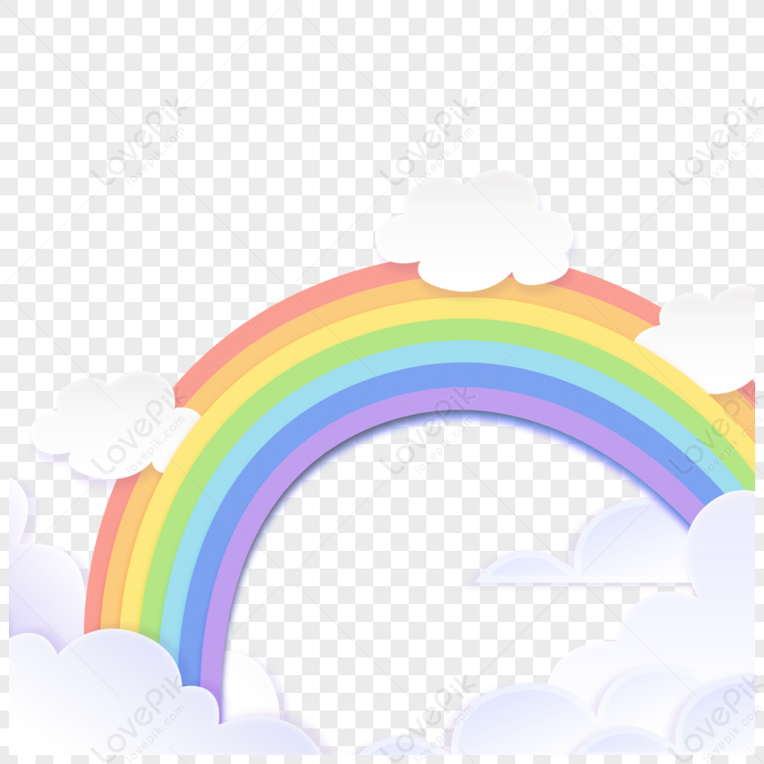 White Cloud Cartoon Paper Cut Rainbow,sky,paper-cut Pattern Free PNG ...