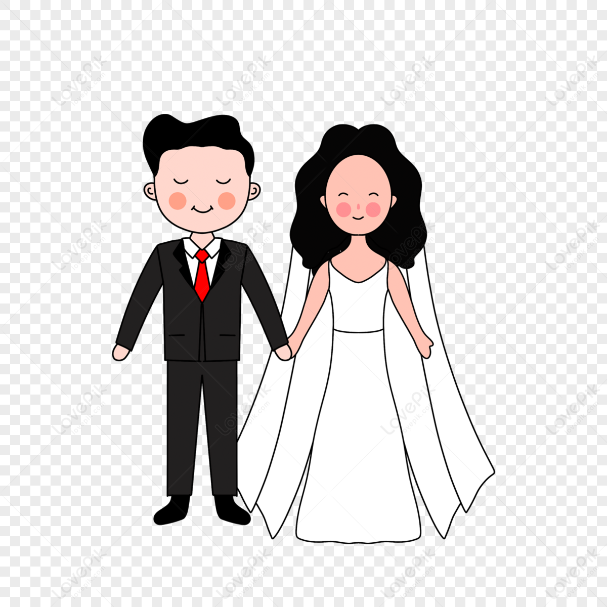 Cartoon Couple,married,young,wedding Dresses PNG Image Free Download ...