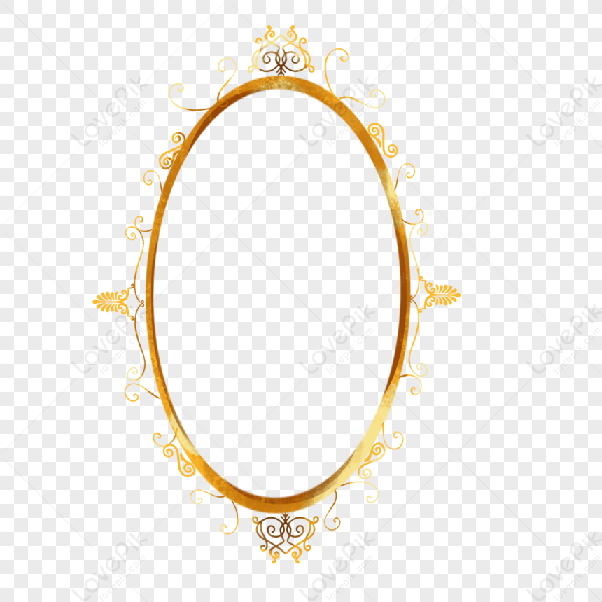 Gold Oval Frame,patterned Border,pattern Border,oval Border PNG ...