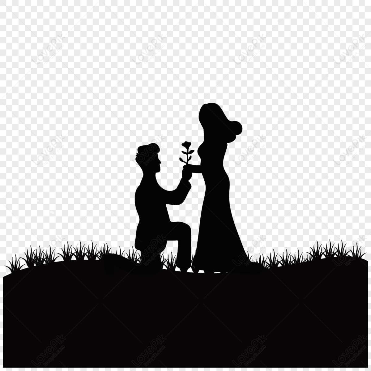 Silhouette Couple Next Month,propose,proposal,rose PNG Free Download ...