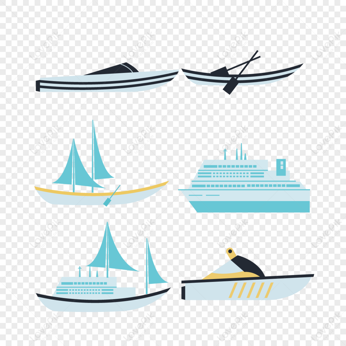 vector flat boats,decor,voyage,decoration png transparent background