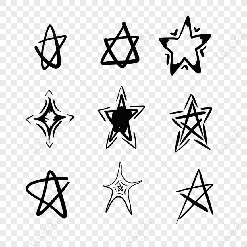 A Variety Of Cute Five-pin Star Doodle,combination,cute Stars PNG ...