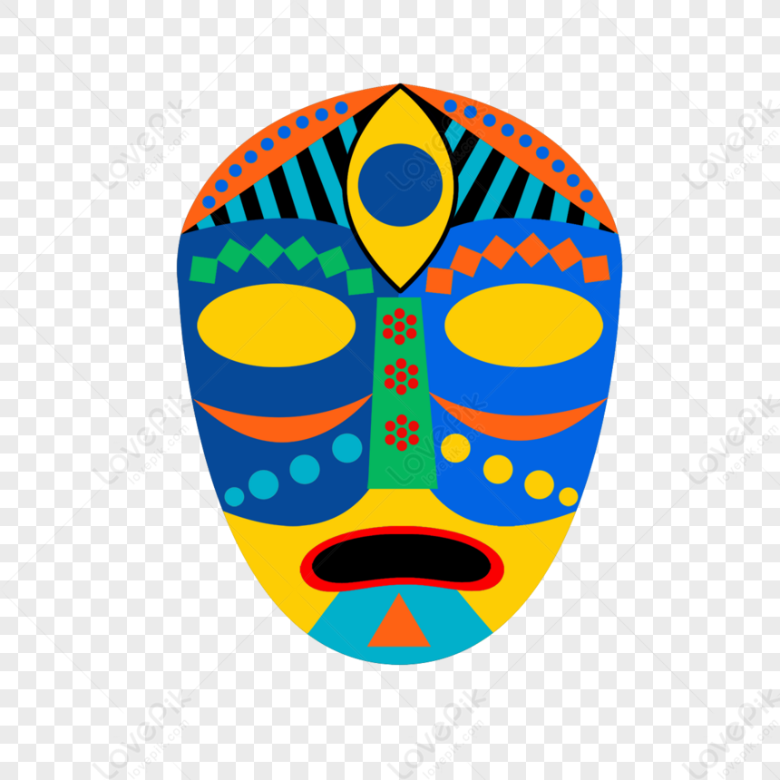 African Tribe Color Head Mask,big Eyes,dot,cartoon PNG Hd Transparent ...