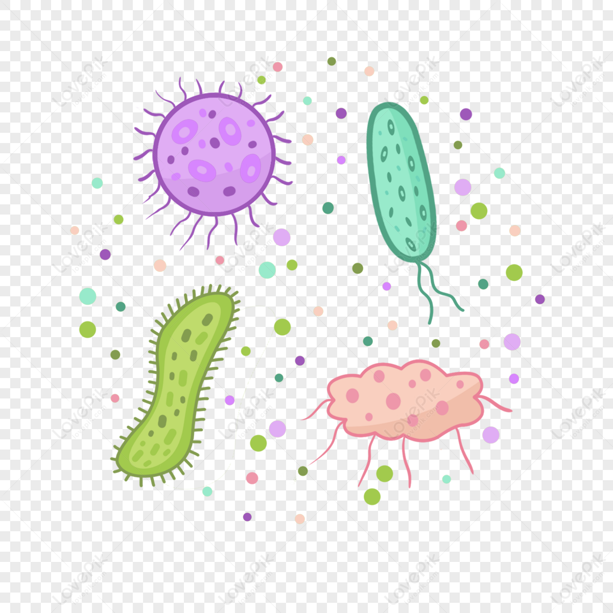 Bacterial Microbial Virus Cartoon Clip Art Illustration Simple Png