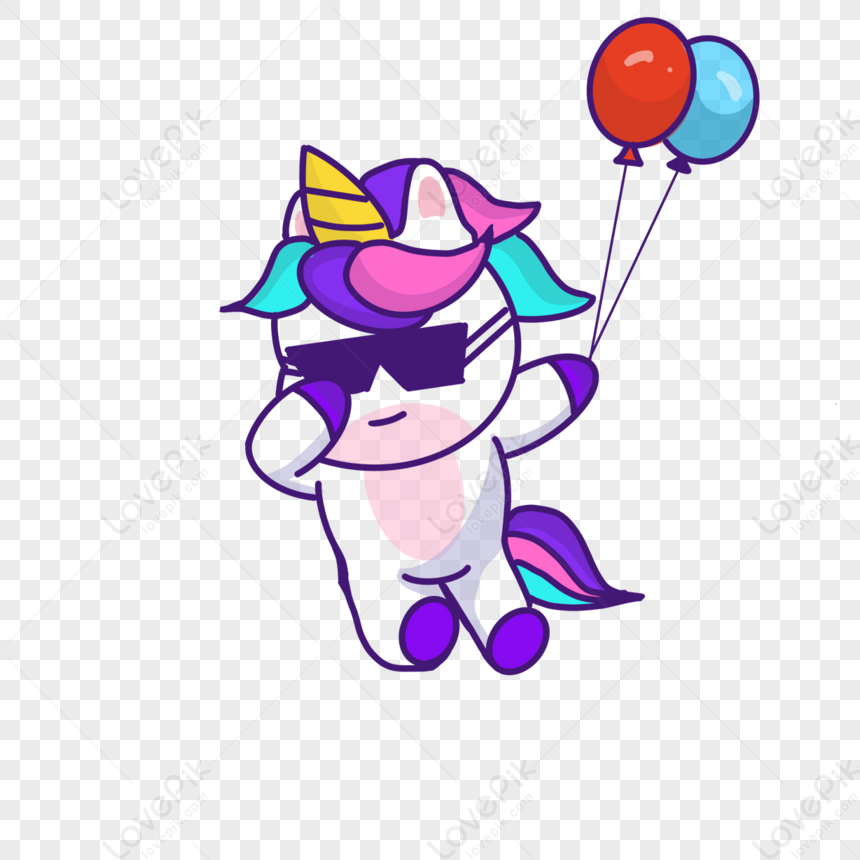 Balloon Handsome Cool Unicorn,cute,rainbow,sunglasses PNG Free Download ...