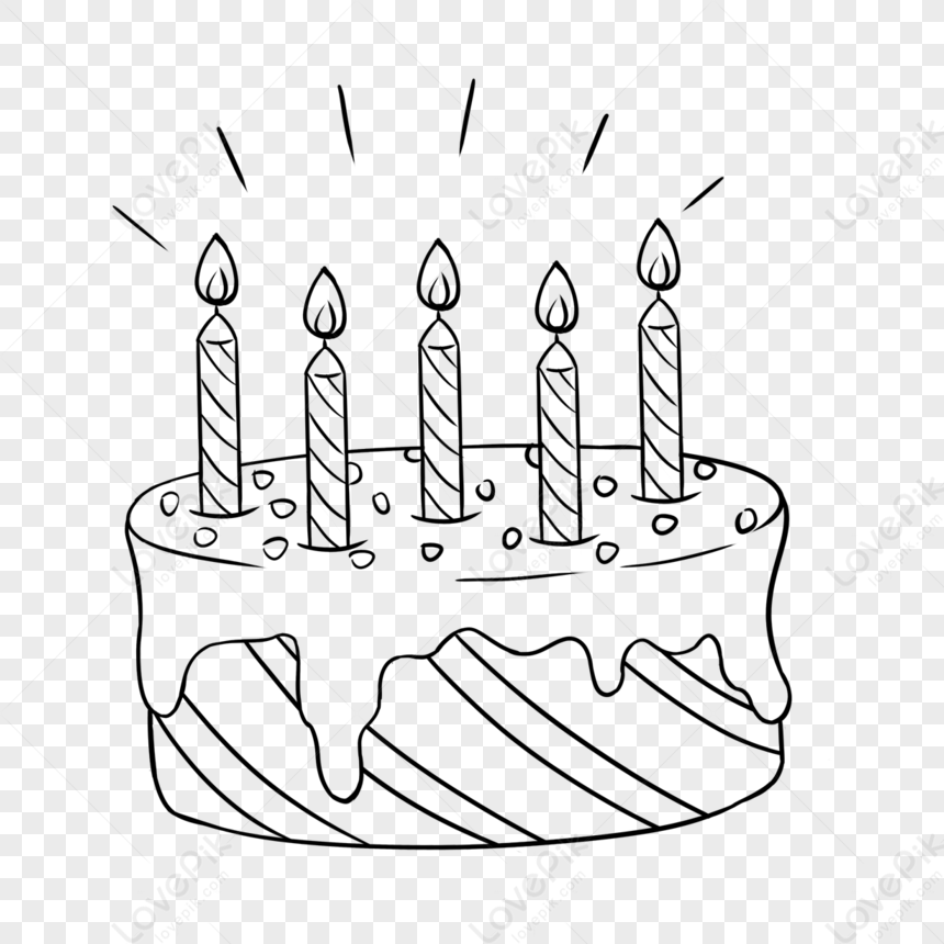 День рождения торт черно-белая линия рисунок искусства для горящих  свечей,линия,белая линия изображение_Фото номер 380321934_PSD Формат  изображения_ru.lovepik.com