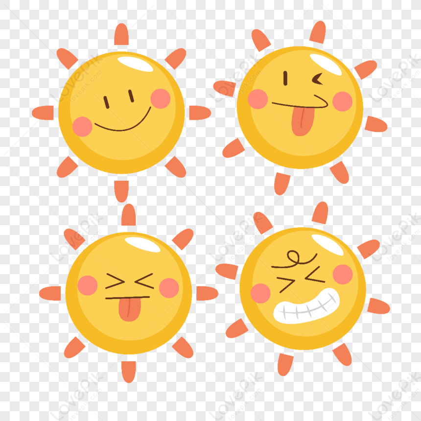 Cartoon Cute Sun Bares His Teeth Frowns And Sticks Out His Tongue ...