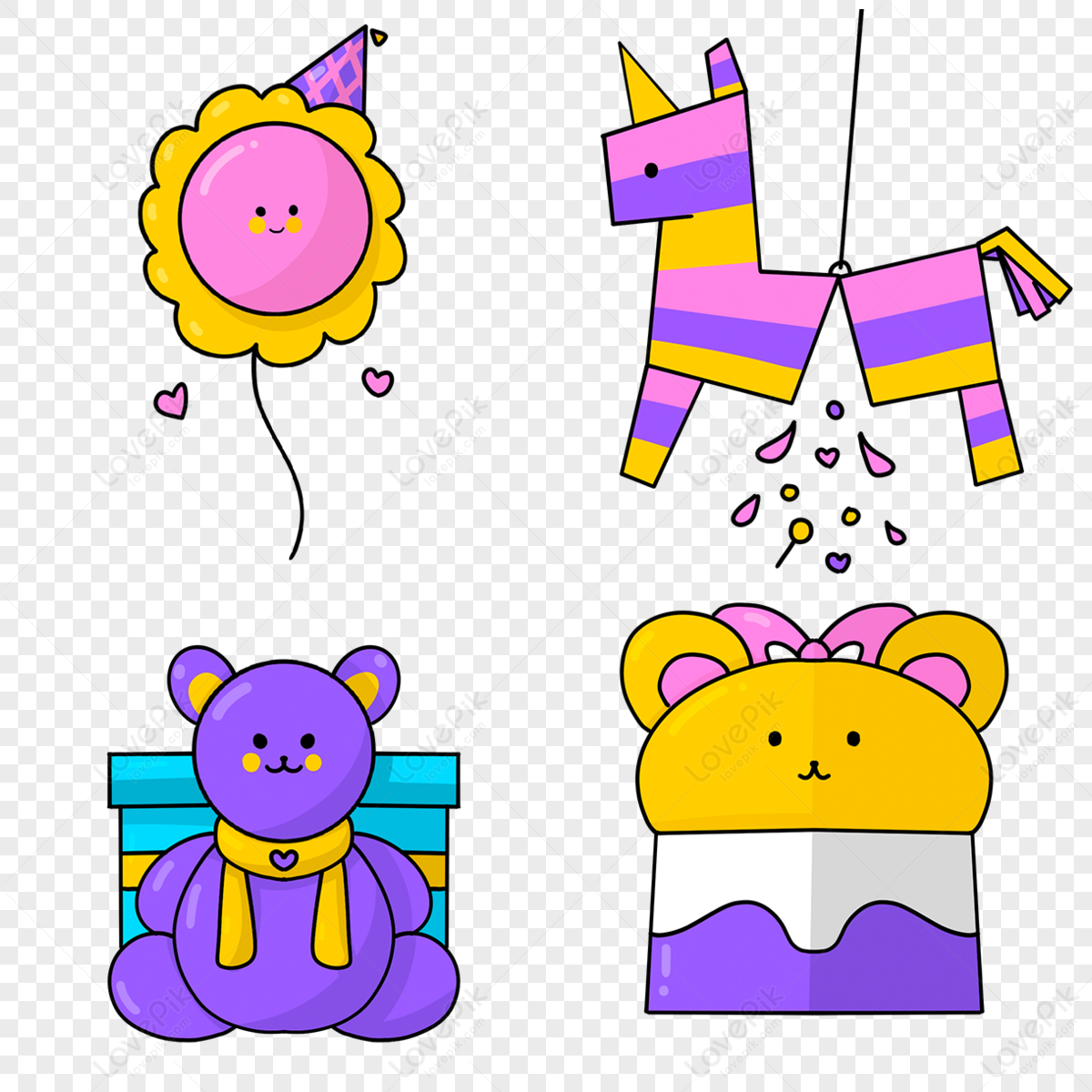 Cartoon sun balloon birthday present,summer,dresses,adorable png image