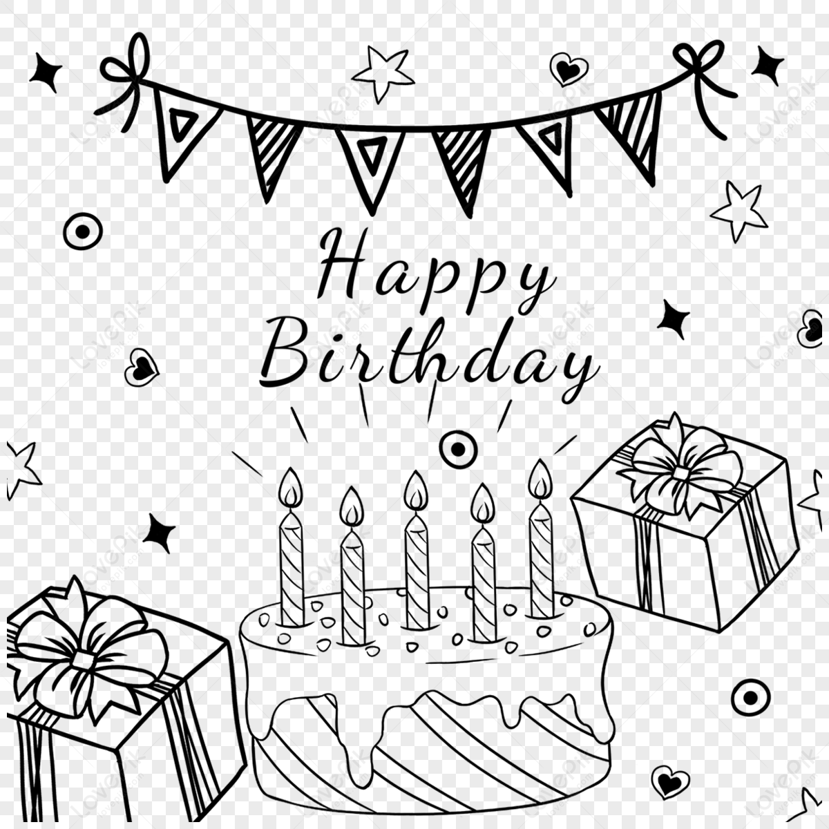 Outline Cake Birthday Cake Contour Line Stock Vector (Royalty Free)  2324500373 | Shutterstock