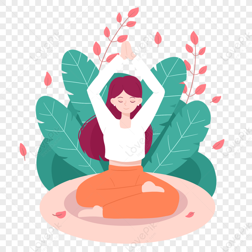 Cute Girl Meditating Sports Illustration,character,concept,calm PNG ...