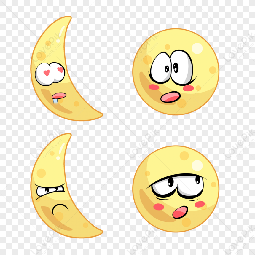 Cute Moon Expression Surprised,combination,cartoon,expressions PNG ...