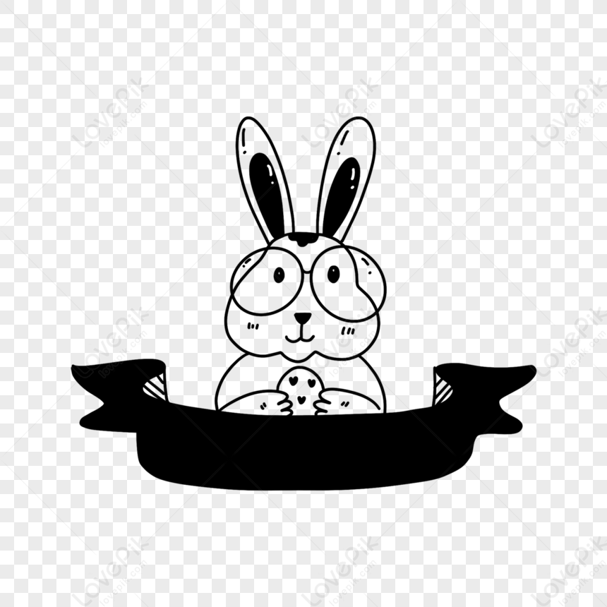 doodle-line-drawing-black-and-white-easter-rabbit-tags-style-png