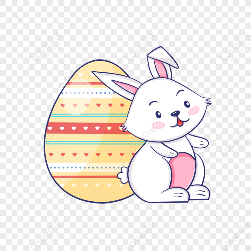 Easter cartoon cute rabbit on yellow color egg decoration character 324835 wh860