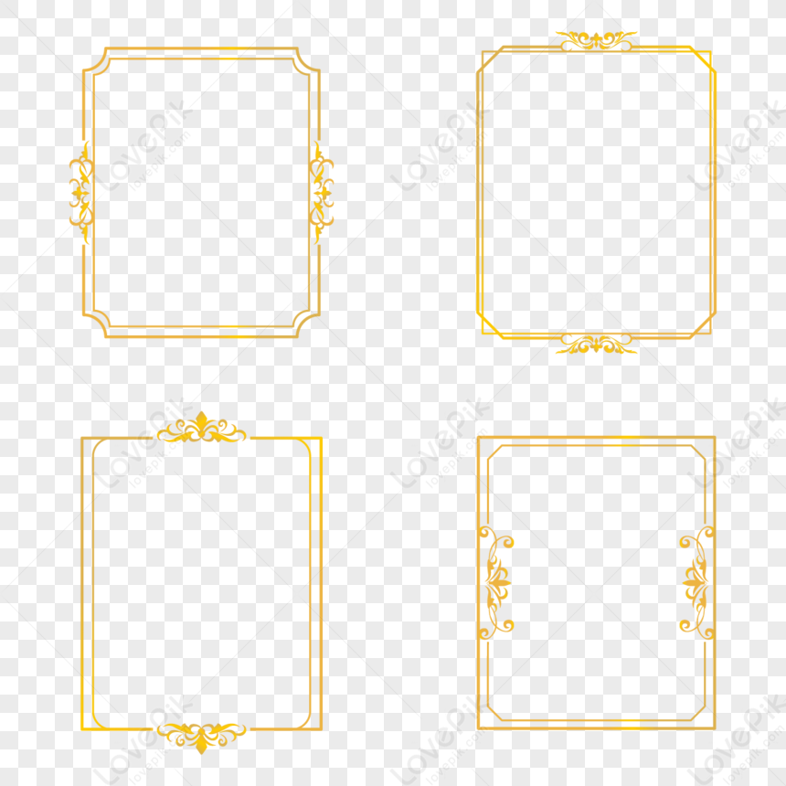 Four Square Korean Gold Exquisite Borders,frame,golden PNG Transparent ...