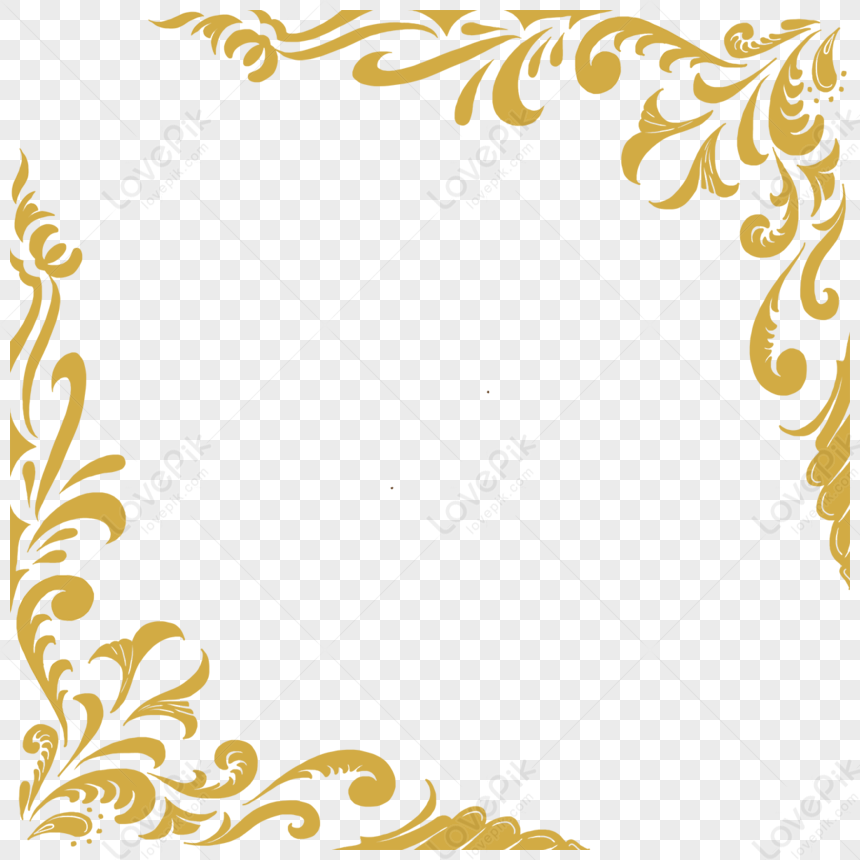 Golden Border Growth Floral Pattern,natural,shower,patterned Border PNG ...