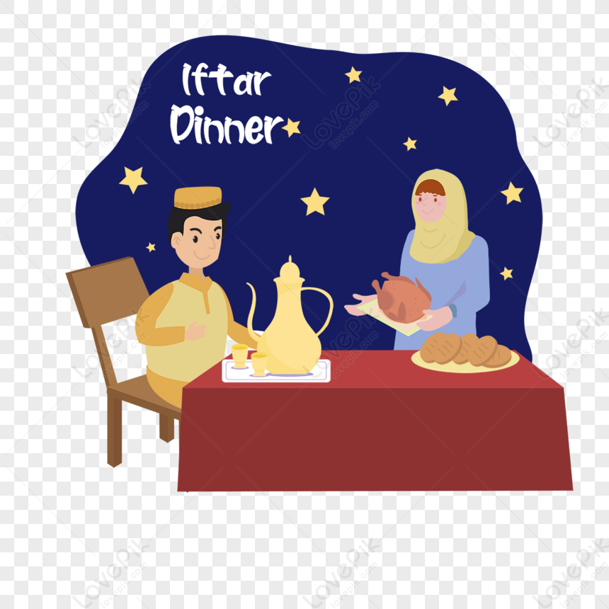 Islamic Traditional Iftar Dinner Illustration,religious,arabian,mubarak ...