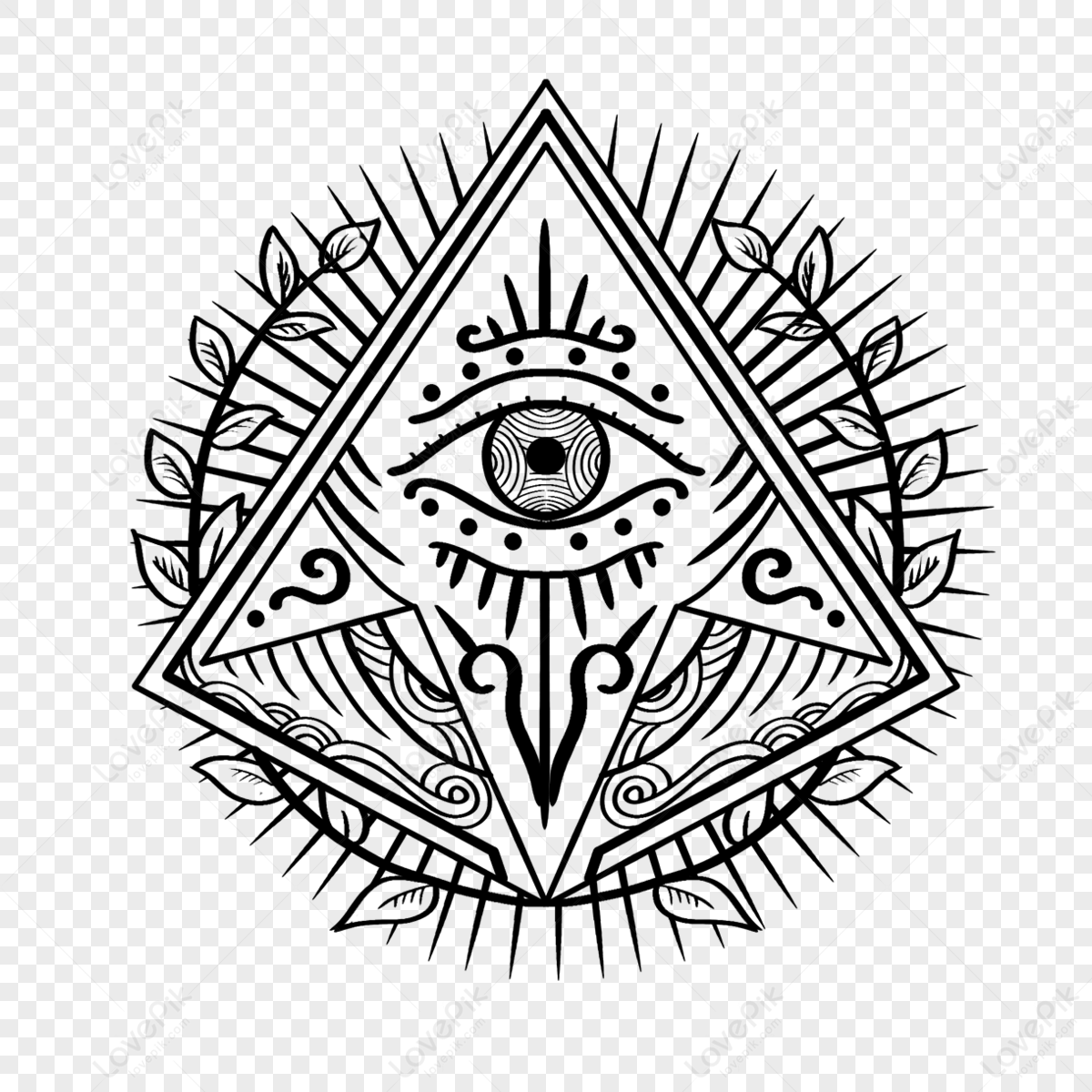 All seeing eye tattoo art vector. Freemason and spiritual symbols. Alchemy,  medieval religion, occultism, spirituality and esoteric tattoo and t-shirt  design Stock Vector | Adobe Stock