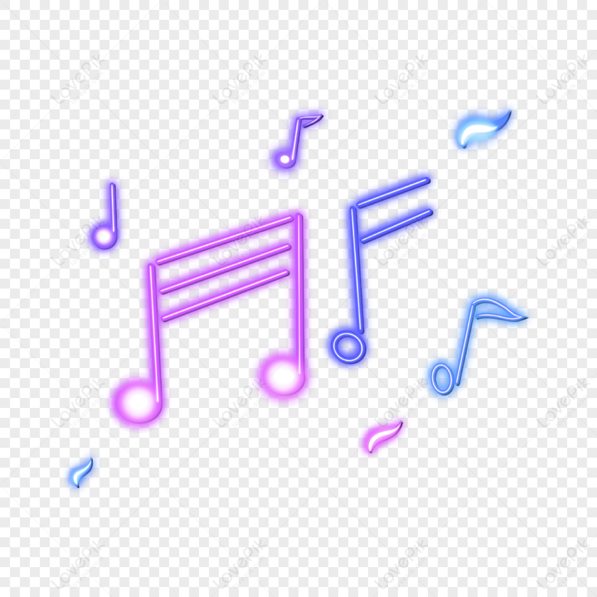 Neon Light Effect Music Notes,neon Lights,effects,music Effects Png 