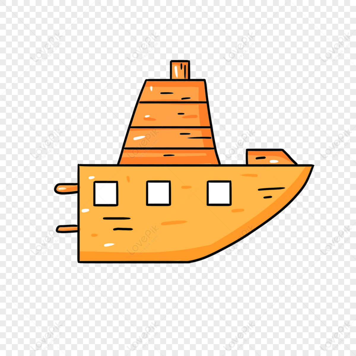 Orange white hand drawn cartoon sailboat,hand drawing,ferry png image