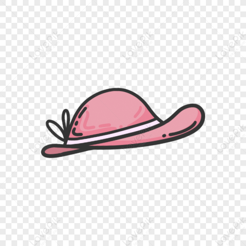 Pink Hand Drawn Cartoon Hat,hand Drawing PNG Transparent Background And ...