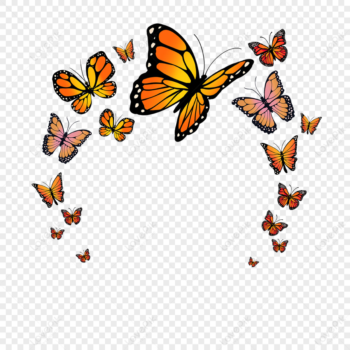 Round Emperor Butterfly Yellow Butterfly Spring Flowers Monarch Butterfly Png Picture And