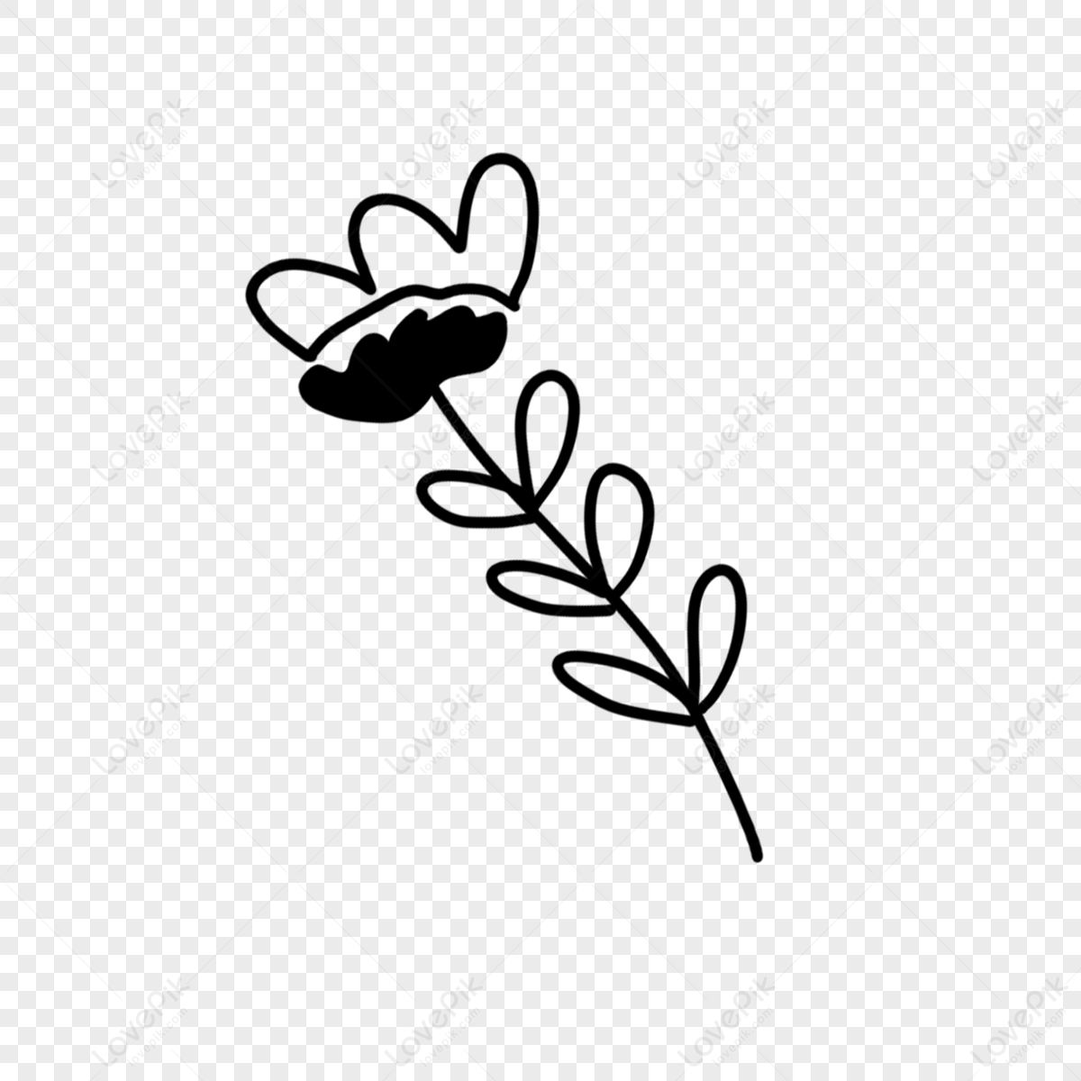 Single Flower Drawing PNG Images With Transparent Background | Free ...