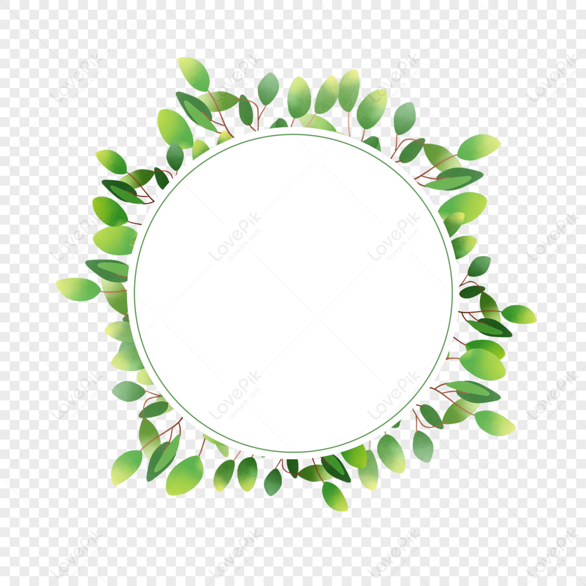 Watercolor Esuria Leaf Wedding Round Border,frame,eucalyptus PNG Image ...