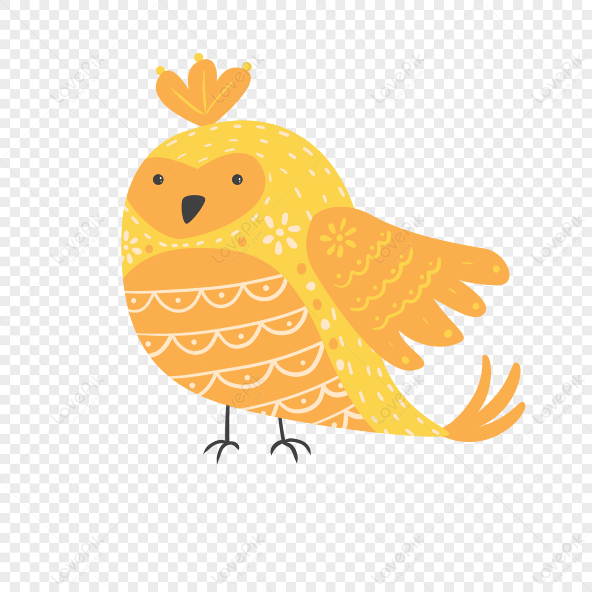 Abstract cute yellow bird animals,greeting card,cartoon,characters png transparent image