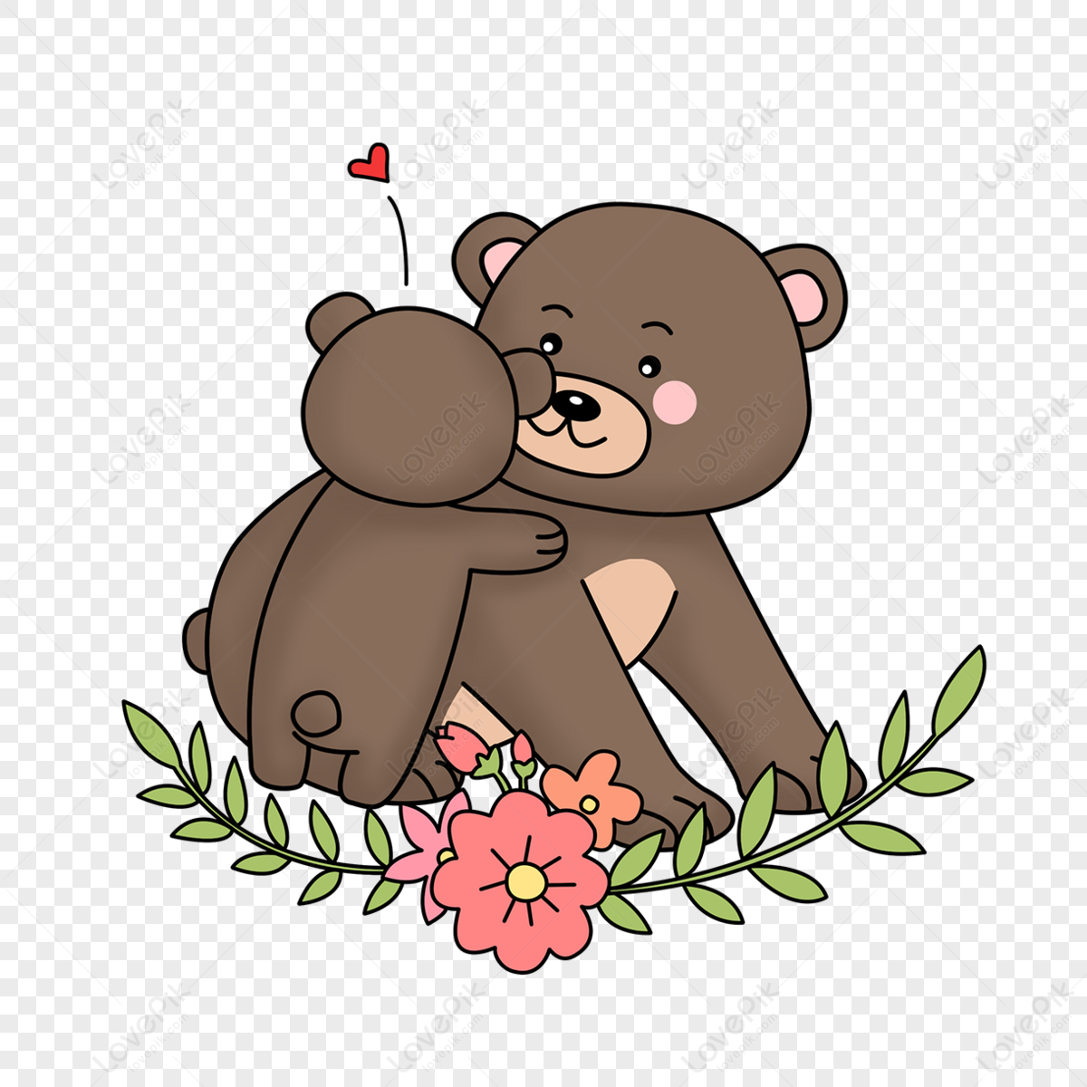 Bear holds big bear to pass love animal mother's day,toy,happy png transparent background