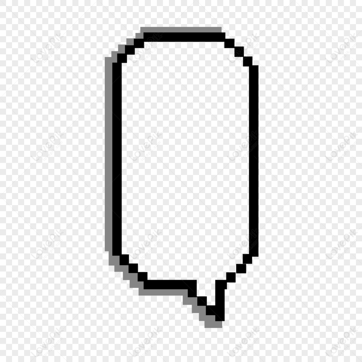 Black Gray Cute Pixel Art Text Box Bubble,black And Gray,line Draft Png 