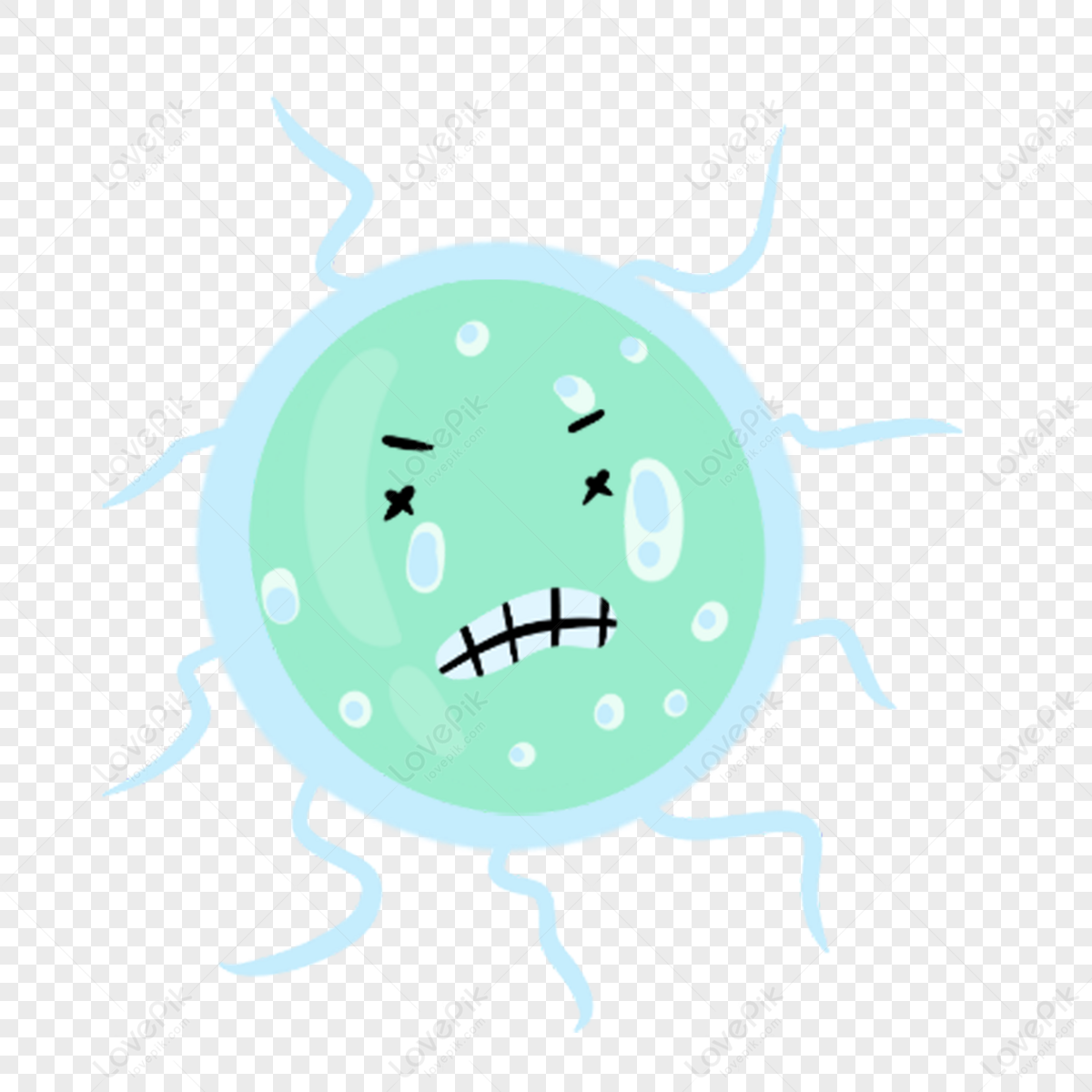 Blue Green Simple Shape Cartoon Virus Bacteria Decorative Hand Drawing Png Hd Transparent Image