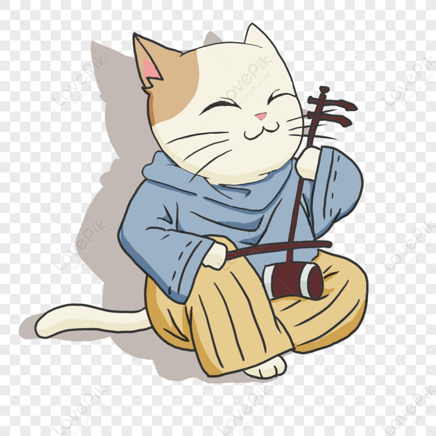 Lindo Dibujos Animados Erhu Music Gato,música,música Erhu PNG Imágenes ...