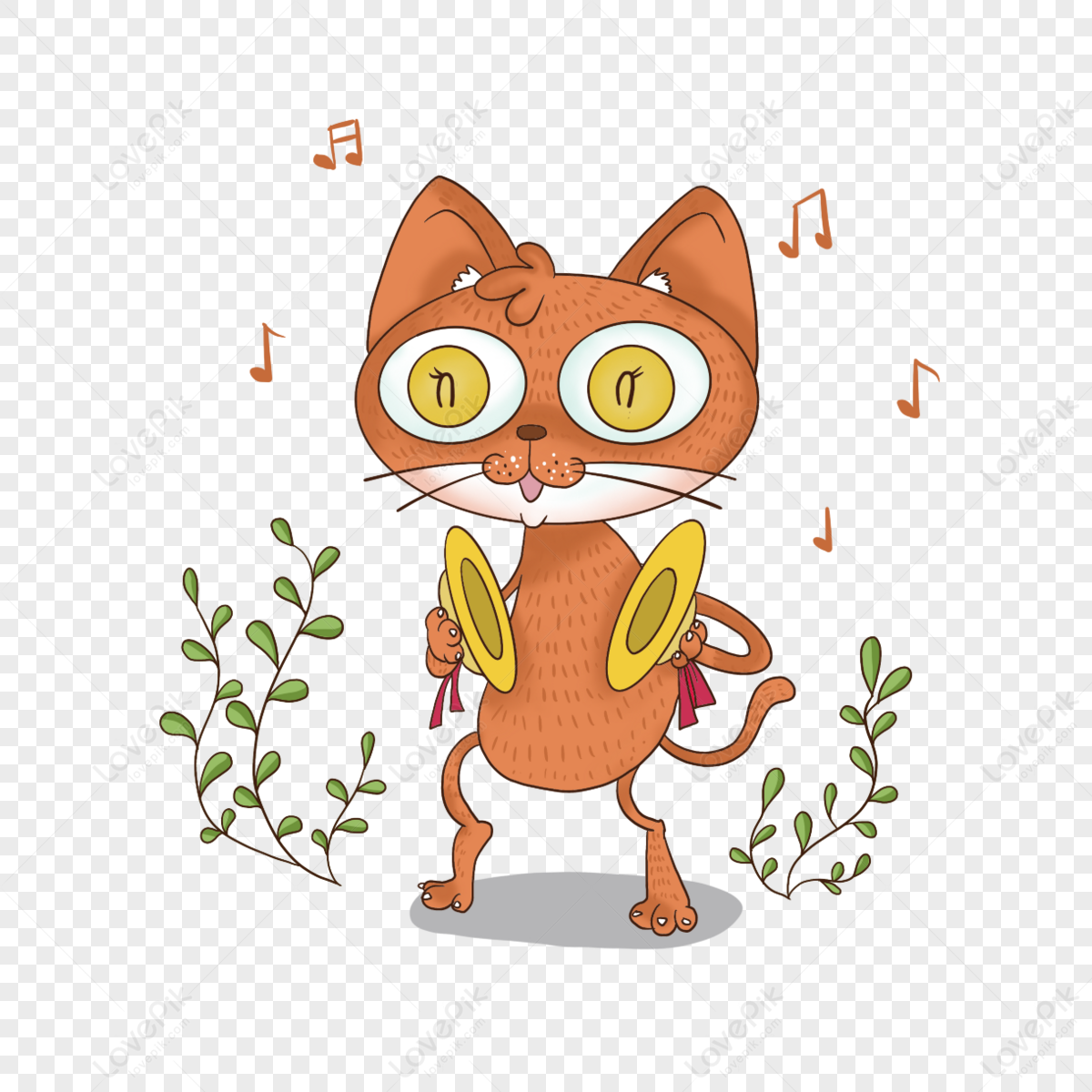 Cute orange kitten hiped animal musician,bear,wild animal png image