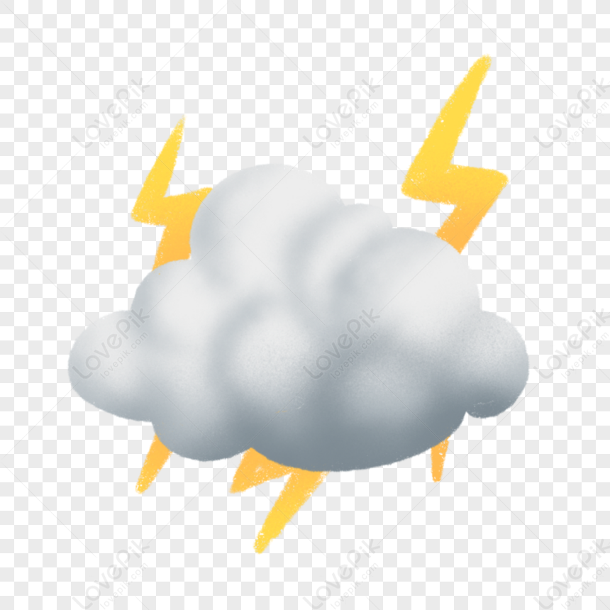 Gray Cloud Yellow Lightning Cute Weather Cuts,hand Draw,grey PNG White ...