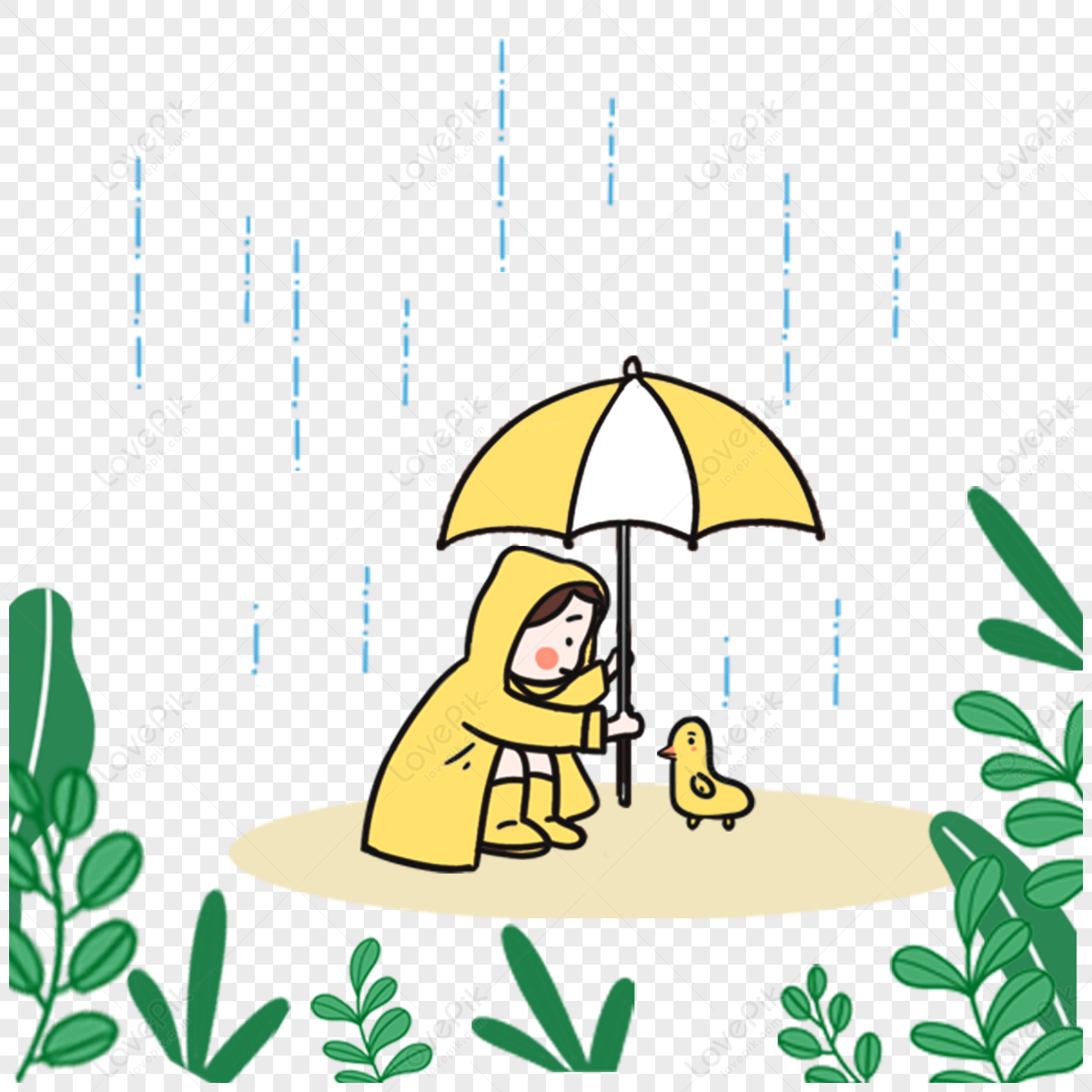 雨の下で イラスト素材／無料イラスト - Lovepik.com