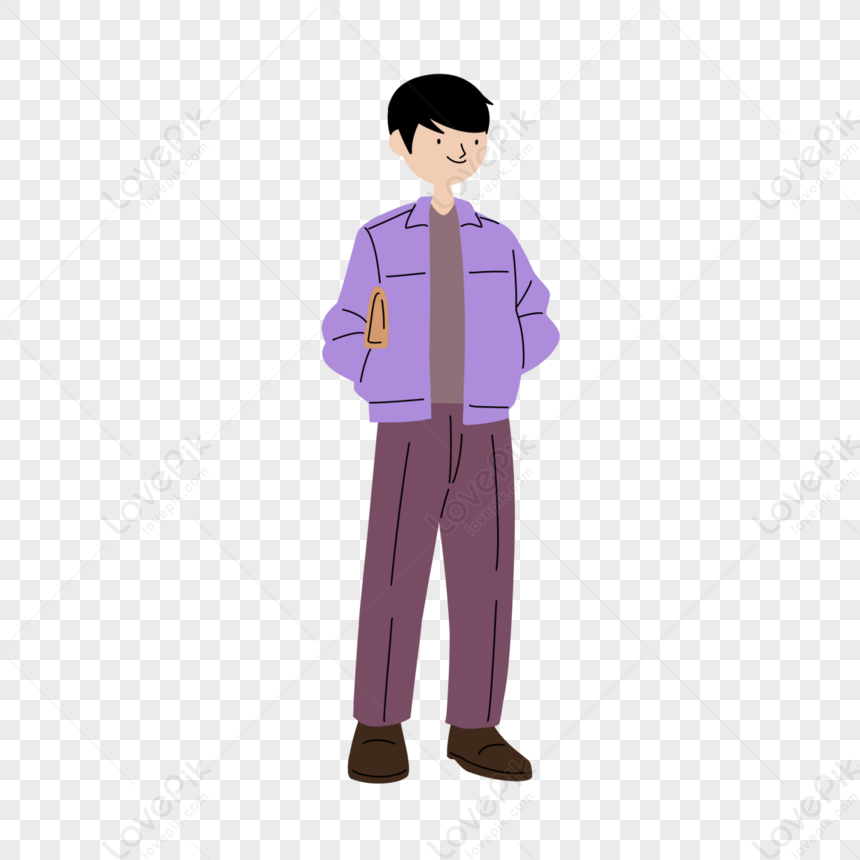Korean Fashion Character Purple Jacket,wallet,korean Characters ...