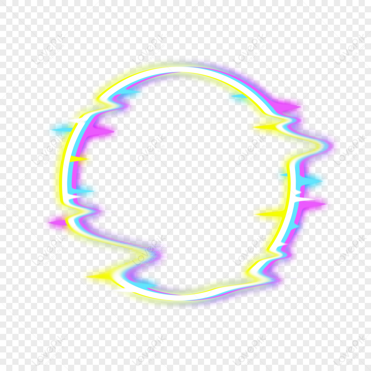 Neon Fault Style Round Border Conversation Box Banner Shape Png Picture